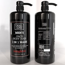 Load image into Gallery viewer, Dead Sea Collection Men’s Body Wash - Pack of 2 (67.6 Fl. Oz) - Sandalwood 3 in 1 Body Wash for Men - Face Wash for Men with Shower Gel for Men and Shampoo for Men to Keeping You Feeling Fresh &amp; Cool
