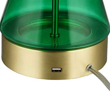 Load image into Gallery viewer, Amazon Brand – Rivet Smokey Glass and Brass Table Lamp, Modern, with Bulb, 16.63"H, Green

