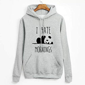 perfectCOCO Hoodies for Women Autumn Hooded Pullover Cartoon Animal Print Sweatshirt with Pockets Tops Coat Outwear Gray