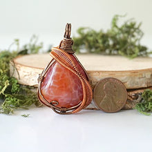 Load image into Gallery viewer, Designs by Nature Gems Handmade Men’s Fire Red Agate Necklace 24 Inch Chain Antique Bronze, January &amp; September Birthstone
