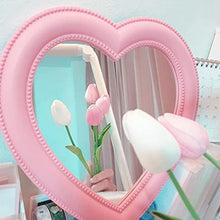Load image into Gallery viewer, BinaryABC Heart Makeup Mirror Cosmetic Mirror Wall Desktop Mirror Bedroom Mirror,Valentines Day Table Decorations Supplies(Light Pink)
