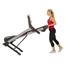 Load image into Gallery viewer, Sunny Health &amp; Fitness Electric Folding Treadmill with LCD and Pulse Monitor, 265 LB Max Weight, Tablet Holder, Bluetooth Speakers and USB Charging - SF-T7917,Black
