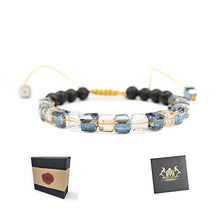 Load image into Gallery viewer, Crystal glass beads bracelet with 6mm lava essential oil diffuser rock, adjustable, for women, gemstone crystal stone bead woman bracelets, women's beaded, anxiety relief sparkly clear healing jewelry
