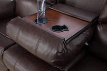 Load image into Gallery viewer, Lifestyle Furniture Luxurious Reclining Sofa Set, Bonded Leather Manual Recliner with Drop Down Table for Living Room, Home Theater, Brown, (3PCS)
