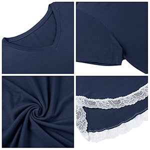 Womens Short Night/Sleep Shirt Pajama/Pj Dress/Gown/Tee V Neck(Gray,Medium)
