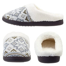 Load image into Gallery viewer, LseLom Fair Isle Slippers for Women Sweater Knit Slippers with Rubber Soles Womens Slippers Indoor Outdoor Fuzzy House Slippers Warm Cozy House Shoes Beige Size 6
