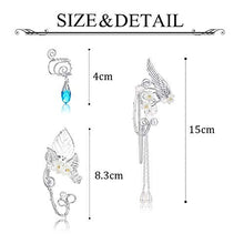 Load image into Gallery viewer, Udalyn 3 Pairs Elf Ear Cuffs Wing Earring Handmade Clip-On Earrings For Cosplay Elven Cuff Wrap Earrings Pearl Wing Tassel Filigree Fantasy Fairy Halloween Masquerade Earrings for Women
