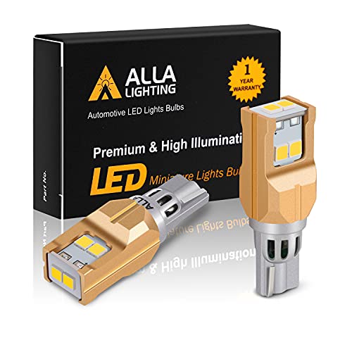 Alla Lighting Miniature T15 Wedge 912/921 LED Bulbs 12V, 6000K Xenon White Back-up Reverse, 3rd Brake Lights SMD Super Bright W16W Lamps Replacement