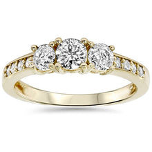 Load image into Gallery viewer, 1ct 3 Stone Diamond Engagement Ring 14K Yellow Gold - Size 7
