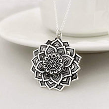 Load image into Gallery viewer, Large Sterling Silver Lotus Mandala Charms ï for Necklace Bracelet Pendant Charm ï Spiritual Gifts for Women ï Yoga Awakening Meditation Enlightenment Motivational Inspirational Jewelry Gift
