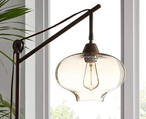 Calyx Industrial Downbridge Floor Lamp Bronze Cognac Glass Dimmable Antique LED Edison Bulb for Living Room Reading Office - Franklin Iron Works
