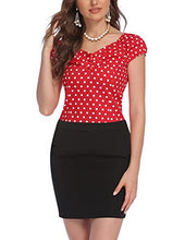 Load image into Gallery viewer, ELESOL Retro Polka Dot Tops for Women Red S
