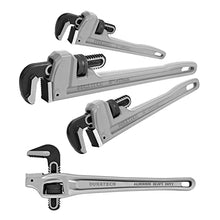Load image into Gallery viewer, DURATECH 3-Piece Heavy Duty Aluminum Straight Pipe Wrench Set, 10", 14", 18"&amp;Offset 14" Heavy Duty Aluminum Pipe Wrench

