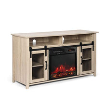 Load image into Gallery viewer, ENSTVER TV Stand for TVs up to 55&quot; with Electric Fireplace Included,Media Storage Television Console for Living Room (White Oak)
