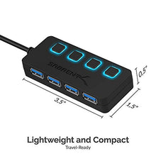 Load image into Gallery viewer, Sabrent 4-Port USB 3.0 Hub with Individual LED Lit Power Switches, Includes 5V/2.5A Power Adapter (HB-UMP3)
