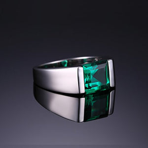 Jewelrypalace Men's Square 2.2ct Simulated Russian Nano Green Emerald Engagement Ring 925 Sterling Sliver Size 9