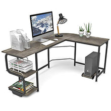 Load image into Gallery viewer, Teraves Reversible L Shaped Desk with Shelves Round Corner Computer Desk Gaming Table Workstation for Home Office
