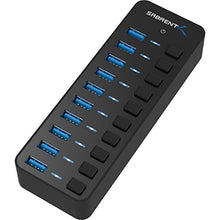 Load image into Gallery viewer, Sabrent 10-Port 60W USB 3.0 Hub with Individual Power Switches and LEDs Includes 60W 12V/5A Power Adapter (HB-BU10)

