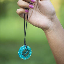 Load image into Gallery viewer, Pura Esprit Orgonite Orgone Pendant- Handmade Aquamarine Orgone Energy Generator Chakra Healing Natural Crystal Pendant Necklace for – Emf Protection Reiki Healing Meditation Jewelry
