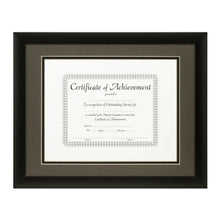Load image into Gallery viewer, Craig Frames 11x14-Inch Black Document Frame, Cinder/Black Double Mat with Single 8.5x11-Inch Opening
