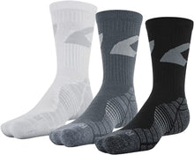 Load image into Gallery viewer, Under Armour Men's Elevated Novelty Crew Socks, 3-Pairs , Black/Pitch Gray Assorted , Large
