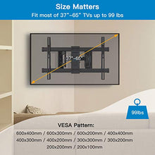 Load image into Gallery viewer, Corner TV Wall Mount Full Motion- Corner TV Bracket Fits 37-65 Inch LED, LCD 4K Flat Curved Screen TVs- Hold up to 99 lbs Max VESA 600x400 W/Tilt, Swivel and Level
