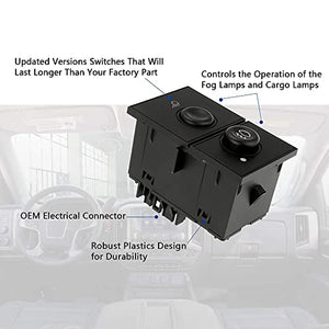 Fog Light Switch and Cargo Lamp Switch - Compatible with 2003-2006 Chevy Silverado 1500 2500 3500 GMC Sierra 1500 2500 3500 Cadillac Escalade - Replaces 15143597 15076588