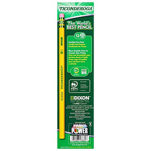 Ticonderoga Graphite Pencils, Wood-Cased #2 HB Soft, with Eraser, Yellow, 72-Pack.