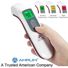 Load image into Gallery viewer, Amplim No Touch Forehead Thermometer, Infrared Digital Temperature for Babies Kids Adults, Touchless Hospital Medical Grade Temp, FSA HSA Eligible, Red White
