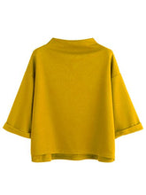 Load image into Gallery viewer, SweatyRocks Women&#39;s 3/4 Sleeve Mock Neck Basic Loose T-Shirt Elegant Top Yellow Medium
