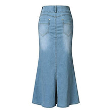 Load image into Gallery viewer, iYYVV Womens Casual Front Button High Waist Washed Denim A-Line Skirts Long Jean Skirt

