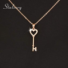 Load image into Gallery viewer, JENNIE SHOP Sweet Micro Pave Crystal Heart Key Necklace&amp;Pendants for Women Brand Jewelry New (Rose Gold)
