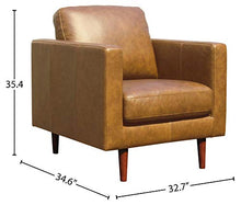 Load image into Gallery viewer, Amazon Brand – Rivet Revolve Modern Leather Armchair with Tapered Legs, 33&quot;W, Caramel
