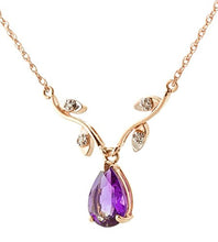 Load image into Gallery viewer, Galaxy Gold 14k White, Rose, Yellow Gold Amethyst and Diamond Vine Branch Design Pendant Necklace with 1.52 Carats (Carat Total Weight) Natural Diamonds &amp; Pear-Shaped Purple Amethyst (Rose-Gold, 22)
