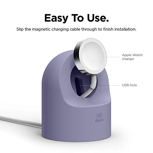 Load image into Gallery viewer, elago W2 Apple Watch Charger Stand Compatible with Apple Watch Series 6/SE/5/4/3/2/1 (44mm, 42mm, 40mm, 38mm) (Lavender Grey)