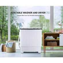 Load image into Gallery viewer, Portable Mini Twin Tub Washing Machine 17.6lbs, Washer(11lbs)&amp;Spinner(6.6lbs), 35 mins MAX Washing Time, with Drain Hose, Inlet Water Hose, For Camping, Apartments, Dorms- TACKLIFE DSBP171
