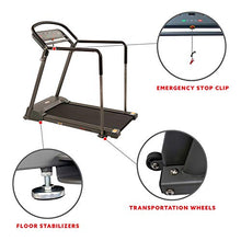 Load image into Gallery viewer, Sunny Health &amp; Fitness Walking Treadmill with Low Wide Deck and Multi-Grip Handrails for Balance, 295 LB Max Weight - SF-T7857,Black
