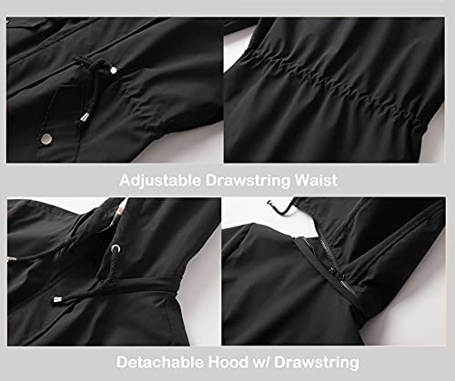 Load image into Gallery viewer, Polydeer Women's Lightweight Waterproof Raincoat Breathable Windbreaker Jacket Active Outdoor Hooded Trench Coats Long Poncho (Green,XS)