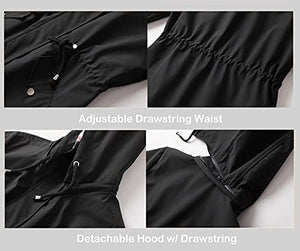 Polydeer Women's Lightweight Waterproof Raincoat Breathable Windbreaker Jacket Active Outdoor Hooded Trench Coats Long Poncho (Green,XS)