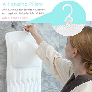 Bath Pillow Full Body, Adjustable Stick Pillow for Waist Support, Head Neck Shoulder Back Rest 11 Suction Cups 3D Mesh Washable