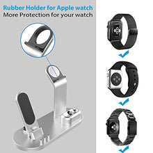 Load image into Gallery viewer, OLEBR Charging Stand Compatible with iWatch 6 and SE Watch Charging Stand for AirPods, iWatch Series 6/SE/5/4/3/2/1,iPhone 11/11 Pro/11 Pro Max/Xs/X Max/XR/X/8/8Plus/7/7 Plus /6S /6S Plus-Silver
