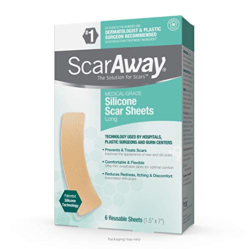ScarAway Advanced Skincare Long Silicone Scar Sheets for Hypertrophic Scars and Keloids Caused by Surgery, Injury, Burns, C-Section and More, 1.5