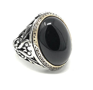 KAR 925K Stamped Sterling Silver Black Onyx Men's Ring I1I (11)