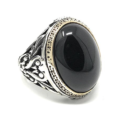 KAR 925K Stamped Sterling Silver Black Onyx Men's Ring I1I (11)