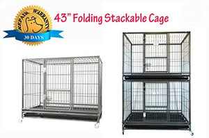 Homey Pet 43" Stackable or Non-Stackable Heavy Duty Cage W/Feeding Door, Casters and Tray (Stackable Economic)