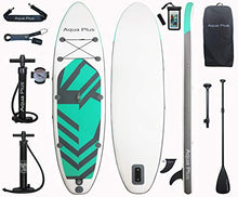 Load image into Gallery viewer, Aqua Plus 11ftx33inx6in Inflatable SUP for All Skill Levels Stand Up Paddle Board, Adjustable Paddle,Double Action Pump,ISUP Travel Backpack, Leash,Shoulder Strap,Youth &amp; Adult Inflatable Paddle Board
