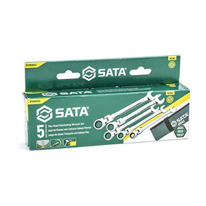 SATA 5-Piece 12 Pt. Flex-Head Ratcheting Wrench Set, Metric - ST09082SJ