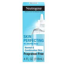 Load image into Gallery viewer, Neutrogena Skin Perfecting Daily Liquid Facial Exfoliant with 9% AHA/PHA Blend for Normal &amp; Combination Skin, Smoothing &amp; Brightening Leave-On Exfoliator, Oil- &amp; Fragrance-Free, 4 fl. oz
