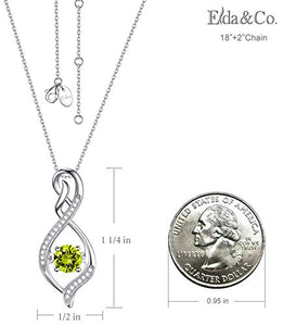 Birthday Gifts for Her August Birthstone Peridot Necklace Wife Women Forever Love Infinity Sterling Silver Jewelry