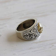 Load image into Gallery viewer, grim Reaper skull ring sterling silver biker Gothic Pirate memento mori men brass viking
